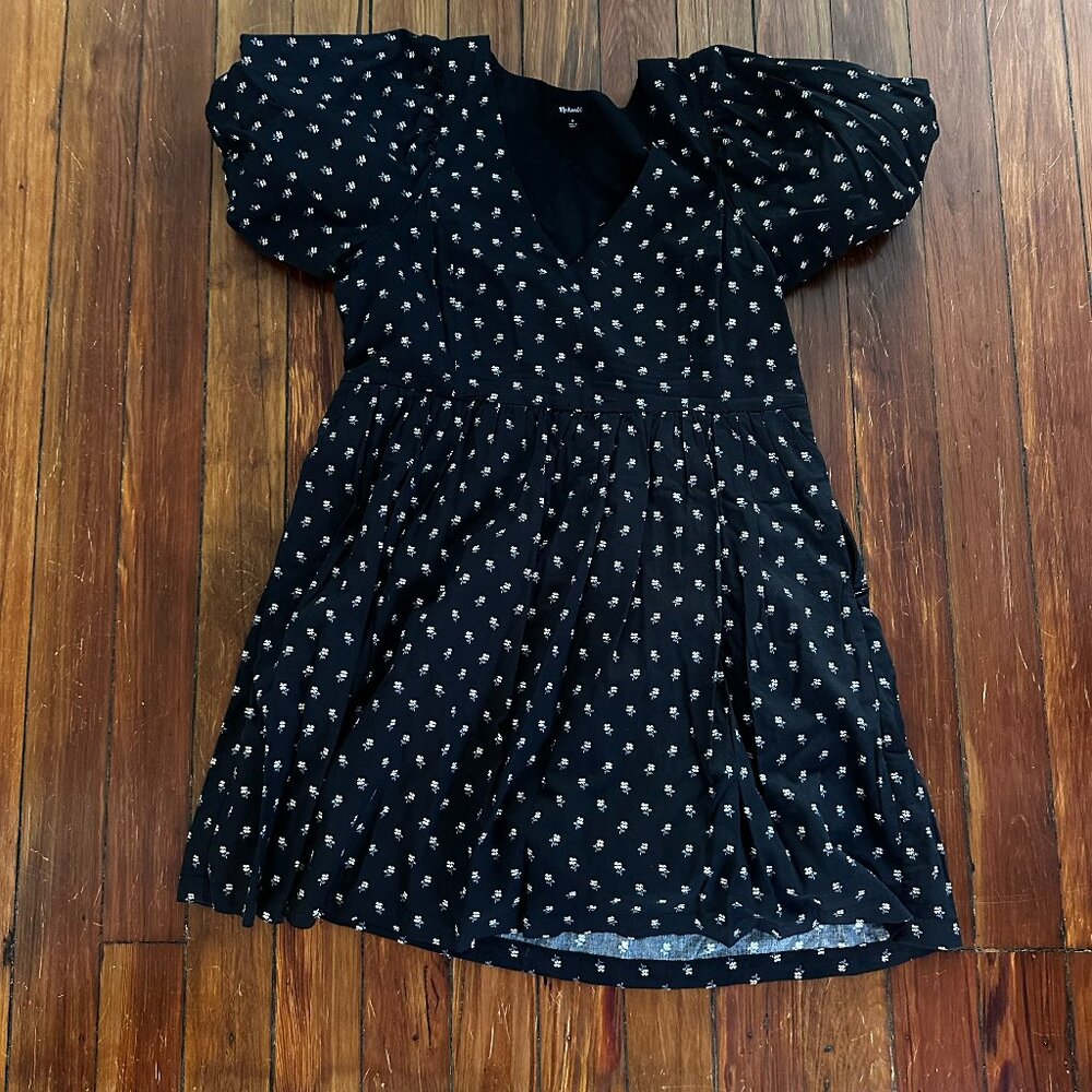 Madewell V-Neck Puff-Sleeve Mini Dress in Floral Ikat - Picture 5 of 8